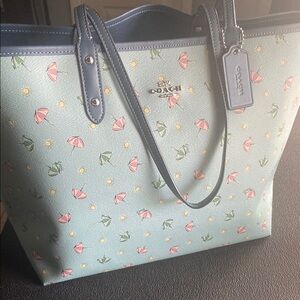 COACH Blue Umbrella Reversible Tote Bag